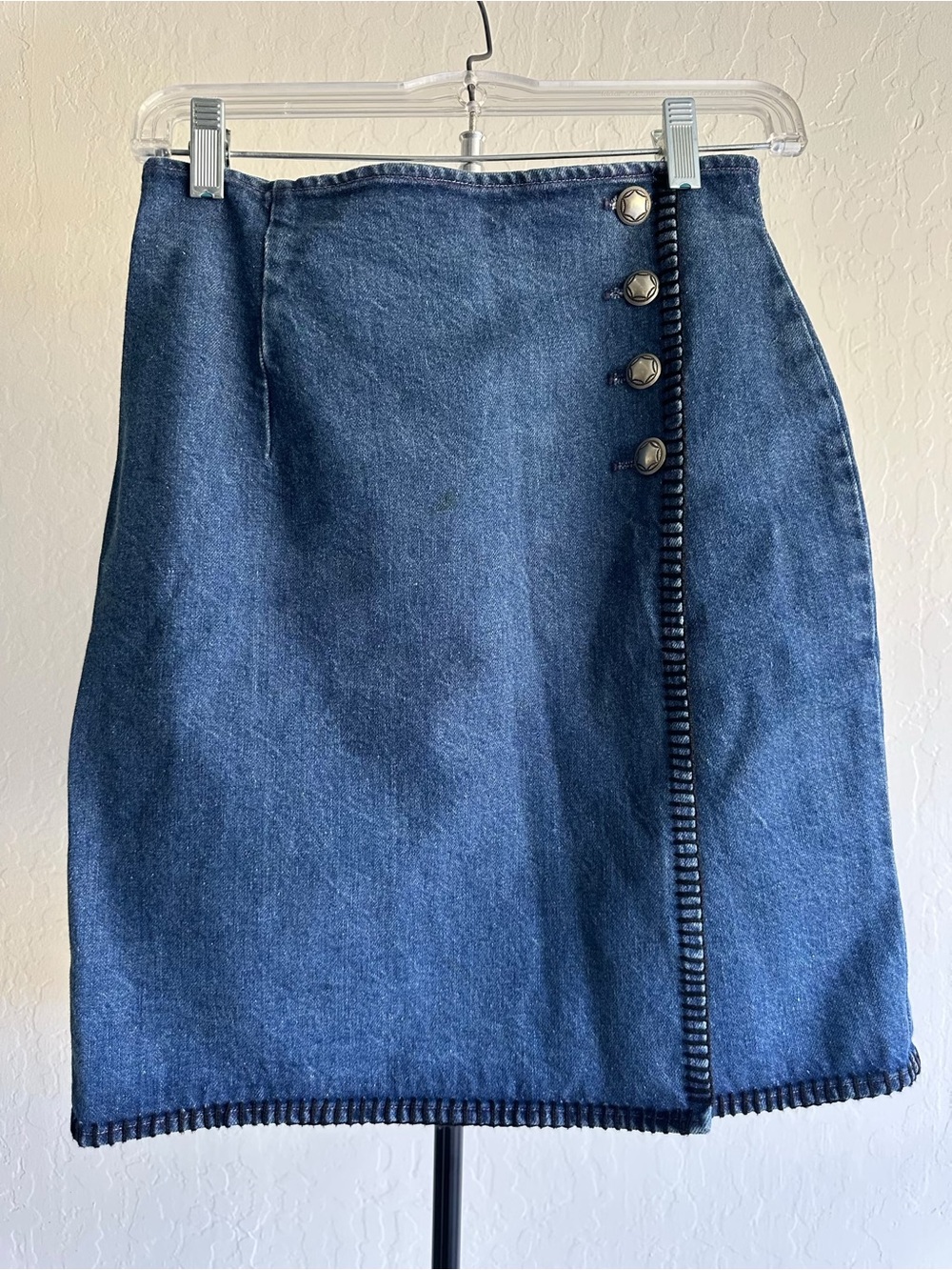 Ralph Lauren Blue Denim Mini Skirt with Button Accents